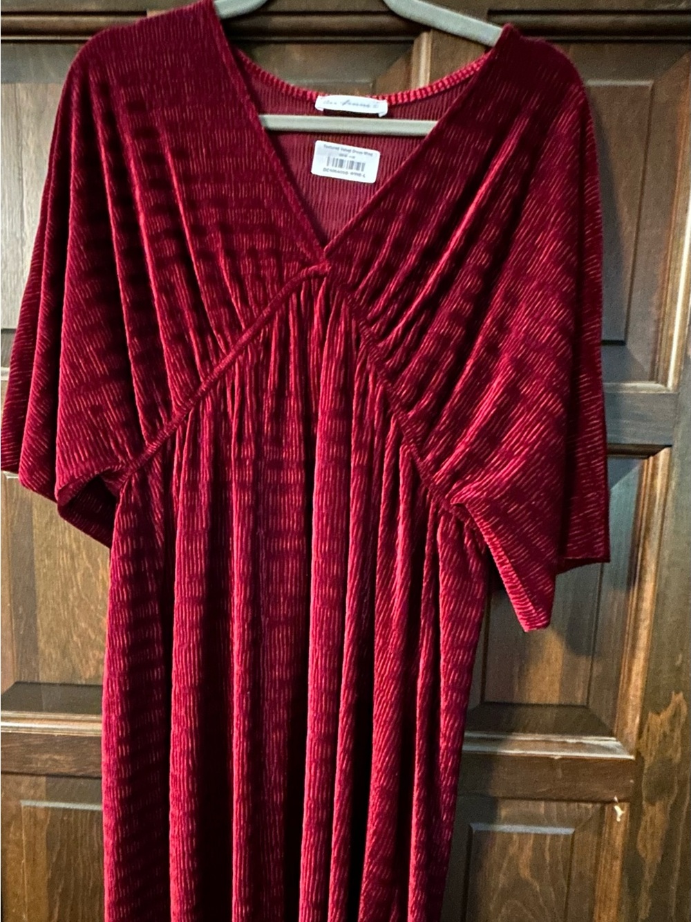 Ces Femme textured velvet dress in wine red, size L.